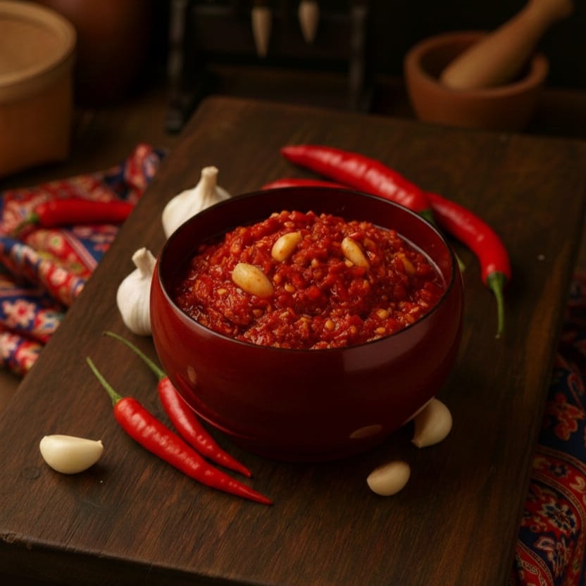 Red chilli pickle (పండు మిరపకాయ)